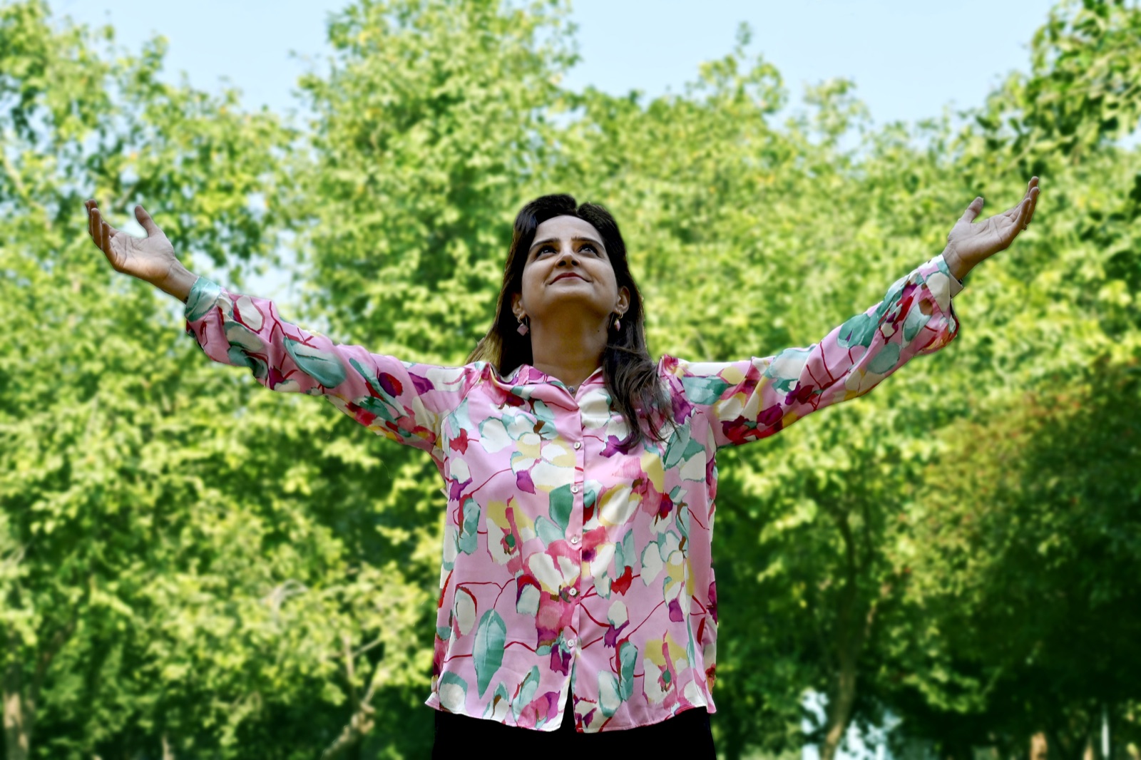 Ray with open arms, full of gratitude